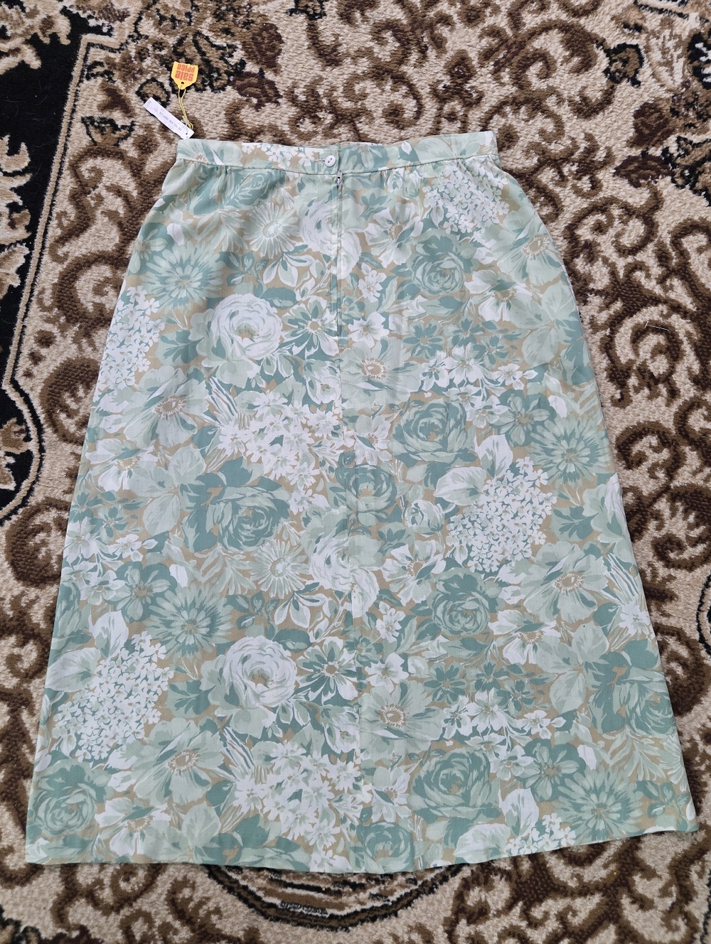NWT Deadstock 90s 1990 Cotton Pastel Green Floral Maxi Skirt Boho Hippie Spring